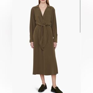 Vince Notched Collar Long Sleeve Shirtdress